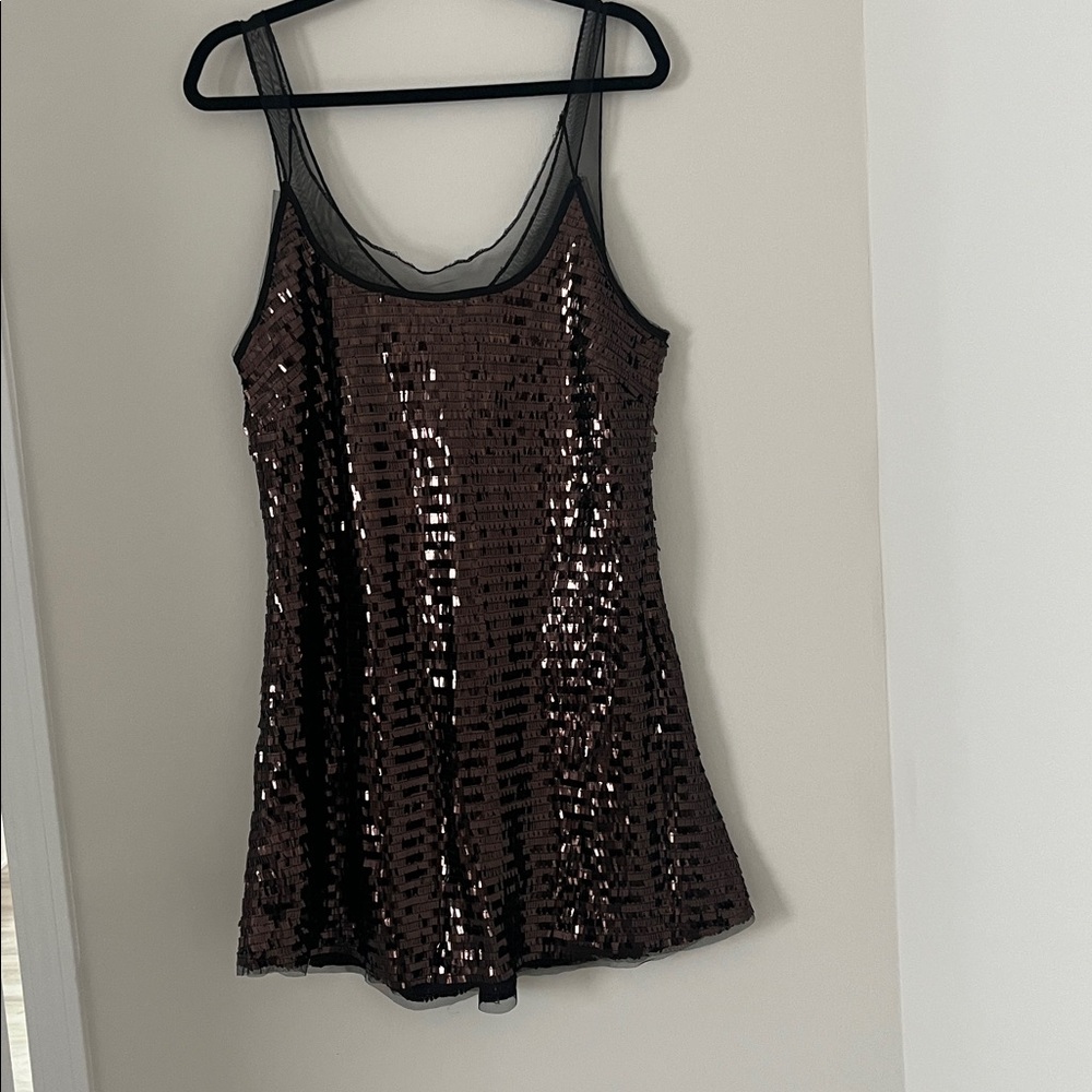 Free People Bronze/ Brown Sequin Mini Dress